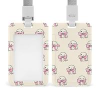 Jubonexis White Ghosts and Pink Bows ID Badge Holder Retractable Clip Card Holder Card Protector Name Badge Name Tag for Work Office Doctor Nurse