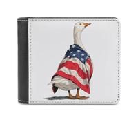Jubonexis White Goose Cloak American Flag Pattern Soft PU Leather Bifold Wallet, Coin Purse Credit Pass Case, Durable Card-Holder Slim Billfold for Men Woman Money Storage