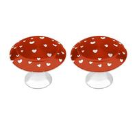 Jubonexis White Hearts on Red Valentine's Day Round Drawer Cabinet Knobs Handles with Screws,2 Pcs, Drawer Dresser Knob Pulls Decor for Wardrobe Cupboard Home Office Kitchen