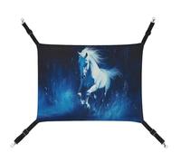 Jubonexis White Horse Galloping in The Dark Blue Breathable Pet Hammock with Adjustable Straps Reversible Cat Hanging Bed Dog Mats