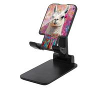 Jubonexis White Llama Colorful Flowers Cell Phone Stand Foldable Adjustable Phone Stand for Desk