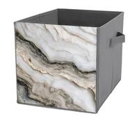 Jubonexis White Marble Pattern Black Veins Cube Storage Bins Storage Cubes Foldable Decorative Fabric Storage Baskets Home Organizers with Handles for Shelves,Closet, 27x27 CM