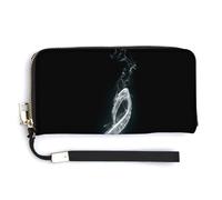 Jubonexis White Music Note PU Leather Clutch Long Bifold Wallet, Coin Purse Credit Pass Case, Durable Card-Holder Money Storage for Women Men