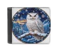Jubonexis White Owl on Snowy Branch Soft PU Leather Bifold Wallet, Coin Purse Credit Pass Case, Durable Card-Holder Slim Billfold for Men Woman Money Storage
