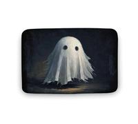 Jubonexis White Sheet Ghost Bathroom Door Rug Mat, Extra Soft Coral Velvet Floor Mat, Rapid Water Absorption Non Slip Comfortable Bath Rugs Mats 19.7"x31.5"