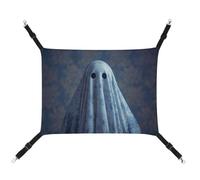Jubonexis White Sheet Ghost in Blue Floral Fabric Breathable Pet Hammock with Adjustable Straps Reversible Cat Hanging Bed Dog Mats