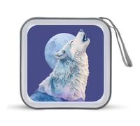 Jubonexis White Wolf Howling CD Case DVD Storage Case Portable for Car Home Travel