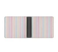 Jubonexis Width Vertical Stripes in Pink Peach Mint Cream Soft PU Leather Bifold Wallet, Coin Purse Credit Pass Case, Durable Card-Holder Slim Billfold for Men Woman Money Storage