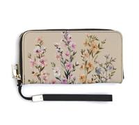 Jubonexis Wildflower Spring Floral Flowers PU Leather Clutch Long Bifold Wallet, Coin Purse Credit Pass Case, Durable Card-Holder Money Storage for Women Men