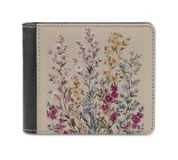 Jubonexis Wildflower Spring Floral Flowers Soft PU Leather Bifold Wallet, Coin Purse Credit Pass Case, Durable Card-Holder Slim Billfold for Men Woman Money Storage