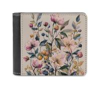 Jubonexis Wildflower Spring Floral Plant Flower Soft PU Leather Bifold Wallet, Coin Purse Credit Pass Case, Durable Card-Holder Slim Billfold for Men Woman Money Storage