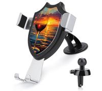 Jubonexis Wine Glass Sunset Ocean Car Phone Holder Mount Triangle Clip Base Air Vent Cell Phone Car Mount Automotive Accessories for 4-6 Inches Cell Smartphones