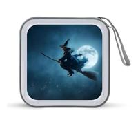 Jubonexis Witch Flying in The Air CD Case DVD Storage Case Portable for Car Home Travel