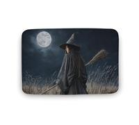 Jubonexis Witch Holding Broom Dark Fantasy Bathroom Door Rug Mat, Extra Soft Coral Velvet Floor Mat, Rapid Water Absorption Non Slip Comfortable Bath Rugs Mats 19.7"x31.5"