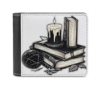 Jubonexis Witchy Spell Books and Candle Gothic Soft PU Leather Bifold Wallet, Coin Purse Credit Pass Case, Durable Card-Holder Slim Billfold for Men Woman Money Storage