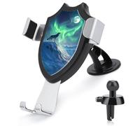 Jubonexis Wolf Howling Into The Night Mysterious Car Phone Holder Mount Triangle Clip Base Air Vent Cell Phone Car Mount Automotive Accessories for 4-6 Inches Cell Smartphones