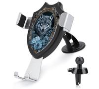 Jubonexis Wolf with Blue Eyes Fantasy Aesthetic Car Phone Holder Mount Triangle Clip Base Air Vent Cell Phone Car Mount Automotive Accessories for 4-6 Inches Cell Smartphones
