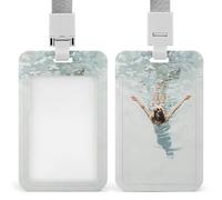 Jubonexis Woman Floating in The Water ID Badge Holder Retractable Clip Card Holder Card Protector Name Badge Name Tag for Work Office Doctor Nurse