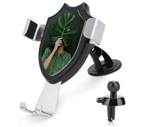 Jubonexis Woman Green Shirt Monstera Leaf Car Phone Holder Mount Triangle Clip Base Air Vent Cell Phone Car Mount Automotive Accessories for 4-6 Inches Cell Smartphones