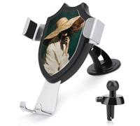 Jubonexis Woman Large Straw Hat Cover Face Car Phone Holder Mount Triangle Clip Base Air Vent Cell Phone Car Mount Automotive Accessories for 4-6 Inches Cell Smartphones
