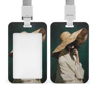 Jubonexis Woman Large Straw Hat Cover Face ID Badge Holder Retractable Clip Card Holder Card Protector Name Badge Name Tag for Work Office Doctor Nurse