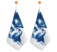 Jubonexis Woman Man Kissing Blue Small Hand Towel with Hanging Loop 2 PCS Absorbent Soft Wash Cloth for Kitchen Bathroom