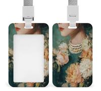 Jubonexis Woman Neck Huge Flowers ID Badge Holder Retractable Clip Card Holder Card Protector Name Badge Name Tag for Work Office Doctor Nurse