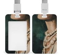 Jubonexis Woman Neck with Huge Pearl Necklaces ID Badge Holder Retractable Clip Card Holder Card Protector Name Badge Name Tag for Work Office Doctor Nurse