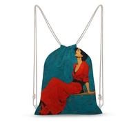 Jubonexis Woman Reclining Long Flowing Red Dress Drawstring Backpack Canvas String Bag Lightweight Sports Gym Bag for Men Women