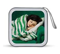 Jubonexis Woman Sleeping on Couch Dark Emerald Green CD Case DVD Storage Case Portable for Car Home Travel