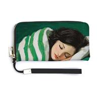 Jubonexis Woman Sleeping on Couch Dark Emerald Green PU Leather Clutch Long Bifold Wallet, Coin Purse Credit Pass Case, Durable Card-Holder Money Storage for Women Men