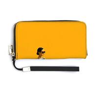 Jubonexis Woman Sunbathing on Striped Towel Minimalist PU Leather Clutch Long Bifold Wallet, Coin Purse Credit Pass Case, Durable Card-Holder Money Storage for Women Men