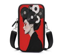Jubonexis Woman Vinyl Records in Hair Crossbody Mobile Phone Bag Smartphone Bag With Adjustable Strap