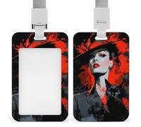 Jubonexis Woman Wide-Brimmed Hat Black Cat ID Badge Holder Retractable Clip Card Holder Card Protector Name Badge Name Tag for Work Office Doctor Nurse