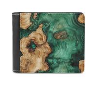 Jubonexis Wood an Emerald Epoxy Texture Soft PU Leather Bifold Wallet, Coin Purse Credit Pass Case, Durable Card-Holder Slim Billfold for Men Woman Money Storage