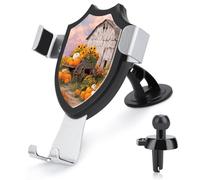 Jubonexis Wooden Wagon Pumpkins Sunflowers Car Phone Holder Mount Triangle Clip Base Air Vent Cell Phone Car Mount Automotive Accessories for 4-6 Inches Cell Smartphones