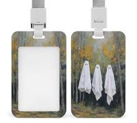 Jubonexis Woods Ghosts Hanging Out on Clotheslines ID Badge Holder Retractable Clip Card Holder Card Protector Name Badge Name Tag for Work Office Doctor Nurse