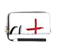 Jubonexis Word Christmas Red Painted Cross Minimalist PU Leather Clutch Long Bifold Wallet, Coin Purse Credit Pass Case, Durable Card-Holder Money Storage for Women Men