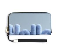 Jubonexis Word Hello in Pastel Blue PU Leather Clutch Long Bifold Wallet, Coin Purse Credit Pass Case, Durable Card-Holder Money Storage for Women Men