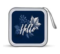 Jubonexis Word Hello Maple Leaves on Navy Blue CD Case DVD Storage Case Portable