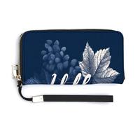 Jubonexis Word Hello Maple Leaves on Navy Blue PU Leather Clutch Long Bifold Wallet, Coin Purse Credit Pass Case, Durable Card-Holder Money Storage for Women Men