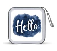 Jubonexis Word Hello on Navy Blue Cloud CD Case DVD Storage Case Portable