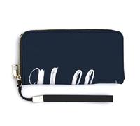 Jubonexis Word Hello on Navy Blue PU Leather Clutch Long Bifold Wallet, Coin Purse Credit Pass Case, Durable Card-Holder Money Storage for Women Men