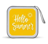 Jubonexis Word Hello Summer on Yellow Minimalistic CD Case DVD Storage Case Portable for Car Home Travel