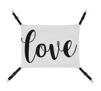 Jubonexis Word Love in Cursive Simple Line Breathable Pet Hammock with Adjustable Straps Reversible Cat Hanging Bed Dog Mats