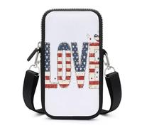 Jubonexis Word LOVE in Patchwork Letters Crossbody Mobile Phone Bag Smartphone Bag With Adjustable Strap black