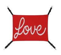 Jubonexis Word Love on Red Simple Line Breathable Pet Hammock with Adjustable Straps Reversible Cat Hanging Bed Dog Mats