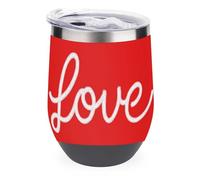 Jubonexis Word Love on Red Simple Line Wine Tumbler Stainless Steel Insulated Mug Double Wall Water Cup with Lid 12 Oz