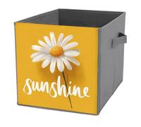 Jubonexis Word Sunshine And Single Daisy on Yellow Cube Storage Bins Storage Cubes Foldable Decorative Fabric Storage Baskets Home Organizers with Handles for Shelves,Closet, 27x27 CM