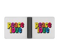 Jubonexis Words Peace Love in Colorful Bold Letters Soft PU Leather Bifold Wallet, Coin Purse Credit Pass Case, Durable Card-Holder Slim Billfold for Men Woman Money Storage